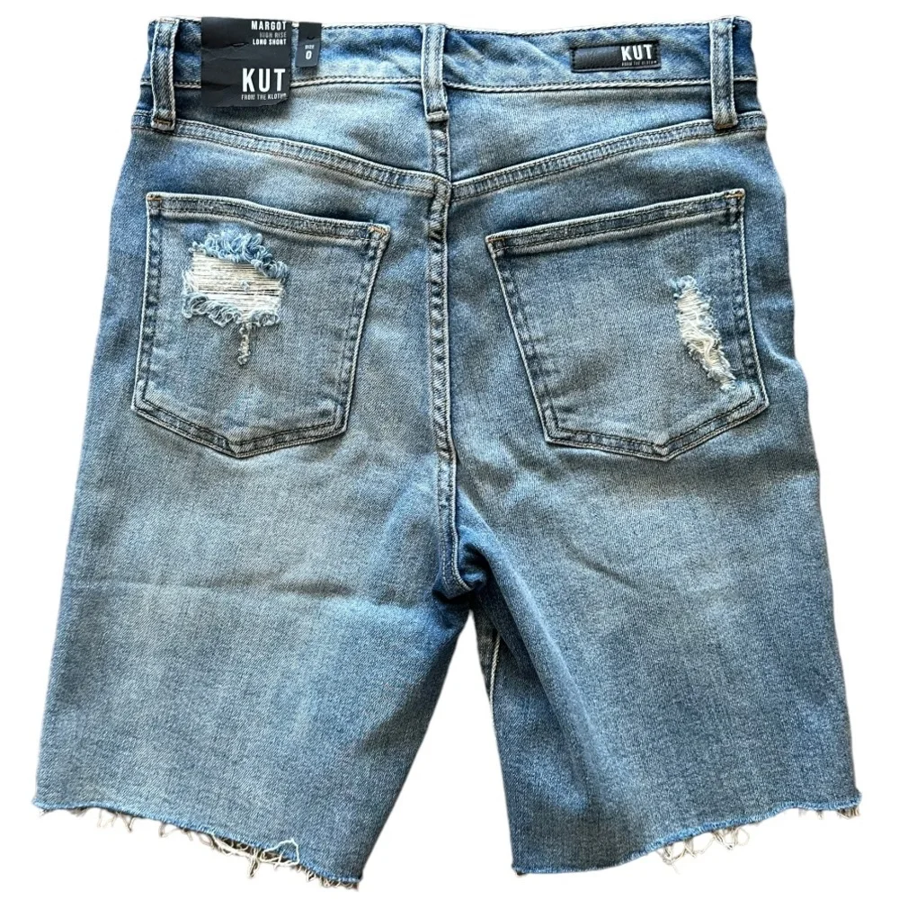 Kut From The Kloth Margot High Rise Long Short Distressed Raw Hem Size 0…